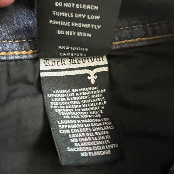 Rock Revival Elroy Skinny Moto S202 Mens Acid Wash Biker Jeans Pant Size 42 - Picture 8 of 8